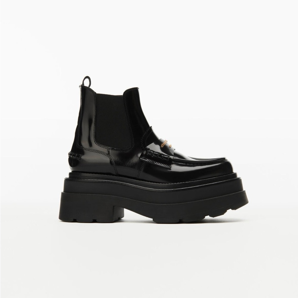 Alexander Wang Carter platform ankle boots in black leather - Picture 3 of 11